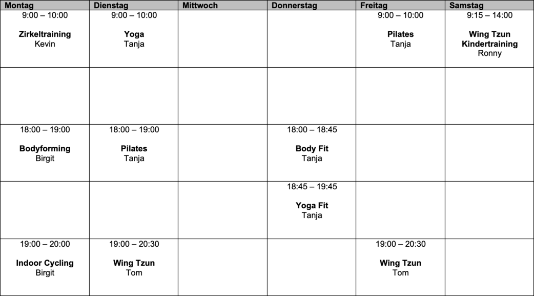 Kurs-Plan